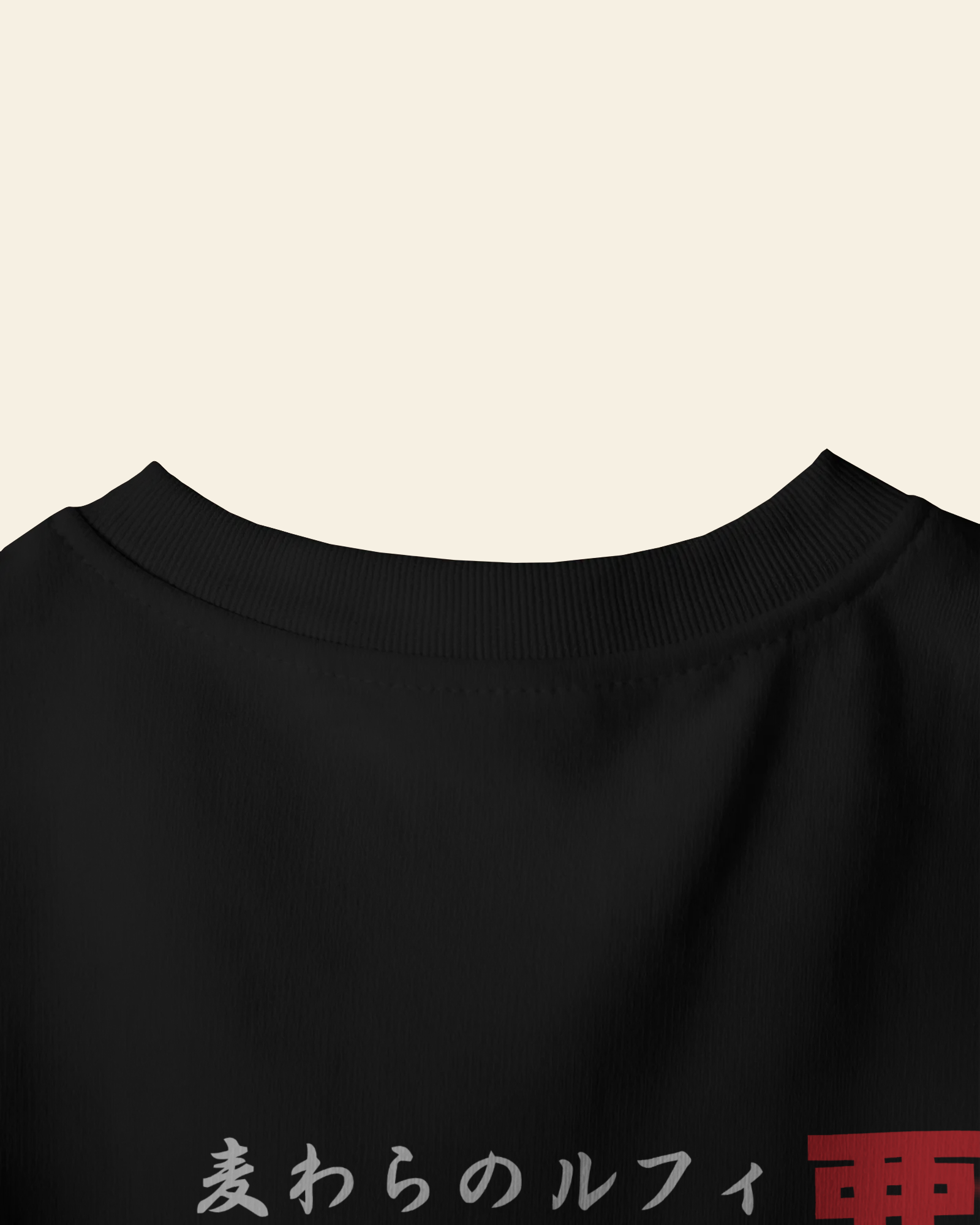 peach wall closeup t shirt mockup back neck focus on minimalist design and fabric texture 01747