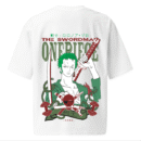 One piece zoro swordman unisex oversized white tshirt